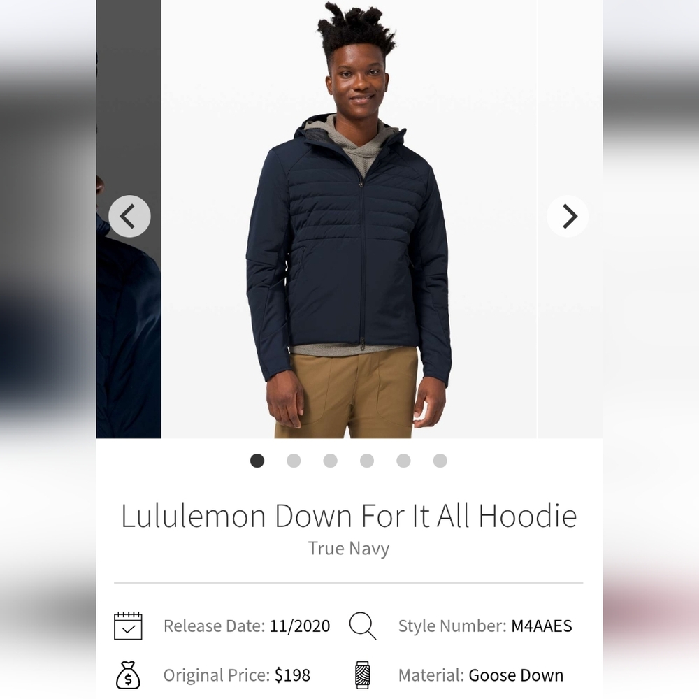 lululemon athletica Men's Down For It All True Navy Jacket Size M